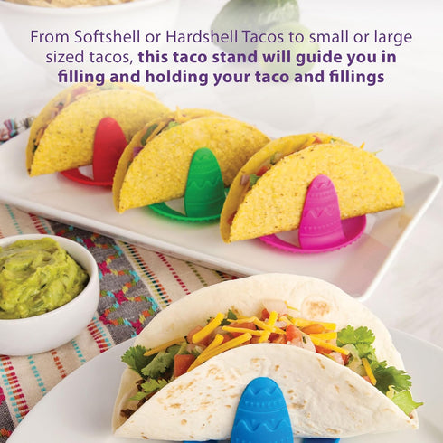 Talisman Designs Sombrero Taco Holders - Set of 4, Hold & Fill Small or Large Tacos | Crunch & Soft...