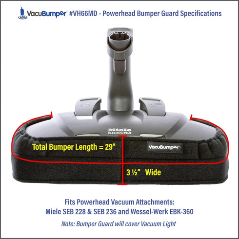 Powerhead Bumper Guard for Canister & Central Vacuums - Fits ONLY Miele SEB 228 & SEB 236 and Wessel-Werk EBK 360 powerheads (Item #VH66MD)...