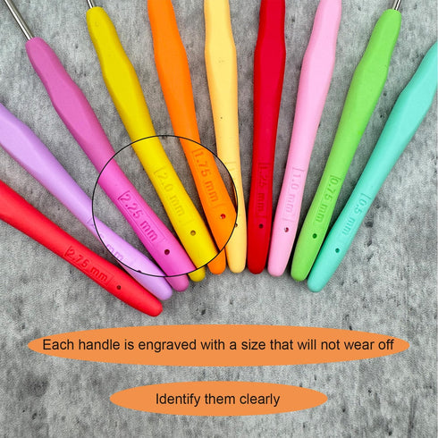 Mdoker 2PCS Small Size Crochet Hook Ergonomic Handle Crochet Hook Needles for Arthritic Hands,Thread Crochet Steel Lace Hooks Size 1mm......