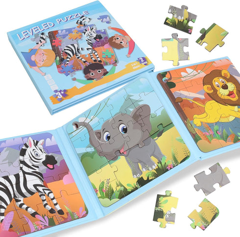 Magnetic Puzzles for Kids Ages 3 4 5 6, Puzzles for Kids Ages 4-8, Toddler Puzzles Ages 2-4, Wooden Jigsaw Puzzles Book for Preschool Toddlers, Tr...