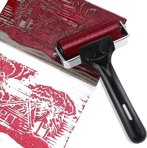 2 Pack Brayer Rollers for Crafting - Rubber Roller 4 and 2.2 Inch for Printmaking, Ink Roller for Painting Print Glue Stamping Tool...
