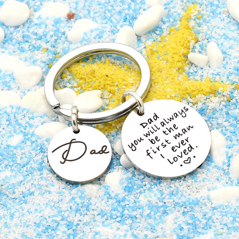 Dad Gift from Daughter Son Key Chain Men Wedding Gifts Fathers Day Dad you will always be the first man i ever loved...