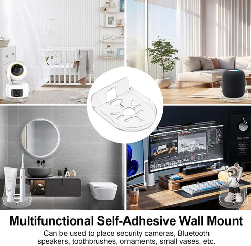 2 Pack Acrylic Wall Mount Bracket for Security Camera, Universal Adhesive Wall Shelves for Baby Monitors Speakers, No Drilling Mounting Tray Indoo...