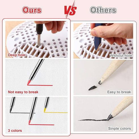 Hiboom 4 Pack Carpenter Pencils Set with 24 Refills, 2.8 mm Mechanical Carpenter Pencil Built in Sharpener Woodworking Marking Tool Solid Long Nos...