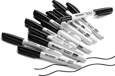 Basic Fine Tip Dry Erase Markers Black, 72 Count Low-Odor Whiteboard Markers Bulk, Office Supplies...
