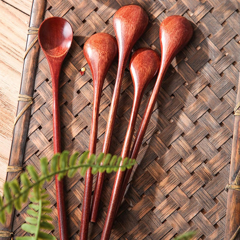 Wooden Spoons Long Handle Wooden Coffee Spoons Tea spoon Wooden Mixing Honey Spoon Handmade Wood Stirring Spoon for Kitchen Cooking Utensils(9PCS)...