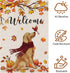 Welcome Fall Garden Flag 12 x 18 Inch Double Sided Burlap, Golden Retriever Dog Cardinal Yard Flags for Seasonal Thanksgiving Farmhouse Decoration...