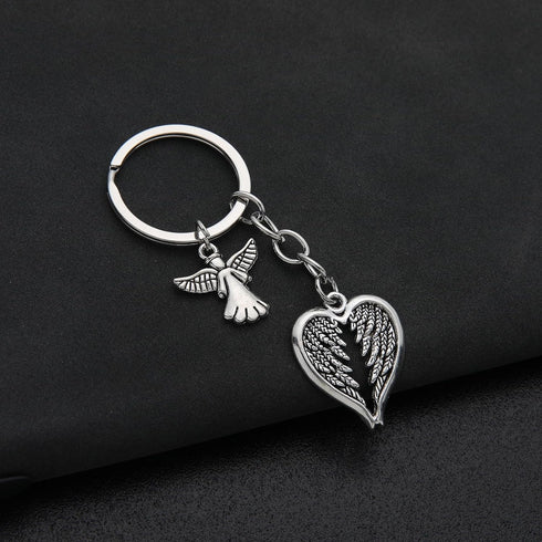 PHAETON 20PCS Guardian Angel Wing Keychain Heart-shaped Angel Wings Charms Keychain Key Ring for Memorial Keyring Religious Gifts Memorial Decorat...