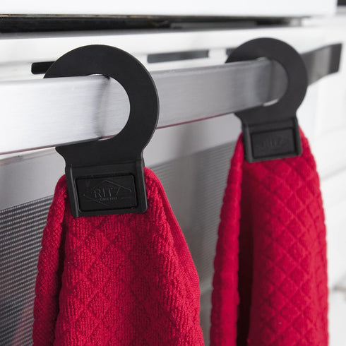 Ritz Premium Hook and Hang Towel, (2-Pack), 18" x 28", Long-Lasting Durable Rubber Hook, Highly Absorbent Super Soft Hand Cloths for Kitchen, Bath...