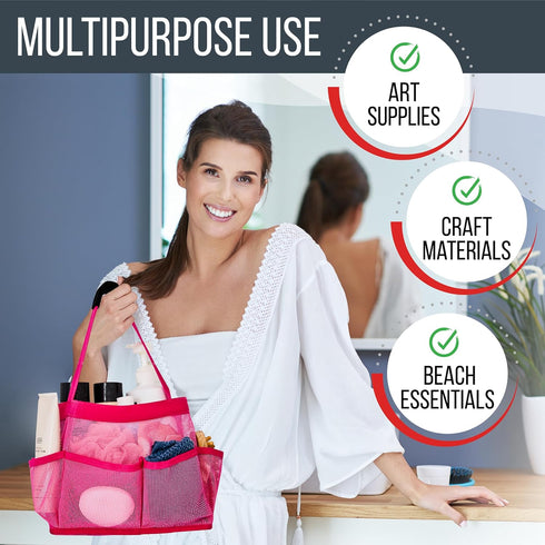 Masirs Mesh Shower Caddy Bag - (9 Pocket) Large Collapsible, Portable Bathroom Organizer for Travel, Gym, & Dorm - Easily Carry & Organize Bathroo...