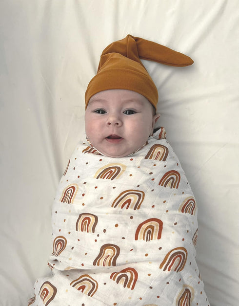Boho Baby Blanket Rainbow Muslin Baby Blanket, Soft and Silky Large 47x47 inch Neutral Baby Stuff, Boho Nursery Blanket (Rainbow)...