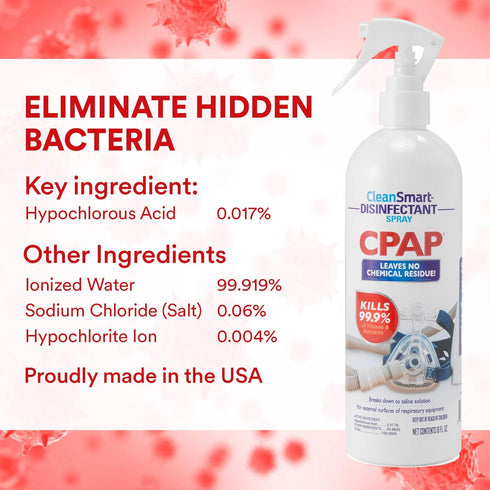 CleanSmart CPAP Disinfectant Spray To Go, Kills 99.9% of Bacteria and Viruses on CPAP Equipment, No Residue, 2 oz (Pack of 3)...