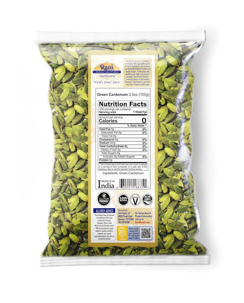 Rani Green Cardamom Pods Spice (Hari Elachi) 3.5oz (100g) ~ All Natural | Vegan | Gluten Friendly | NON-GMO | Product of India...