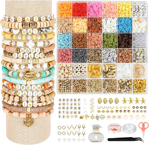 EMUFOOK 4500PCS Clay Beads Bracelet Making kit, 20 Color Heishi Beads Kit for Friendship Bracelet Jewelry Making Kit for Girls, DIY Jewelry Making...