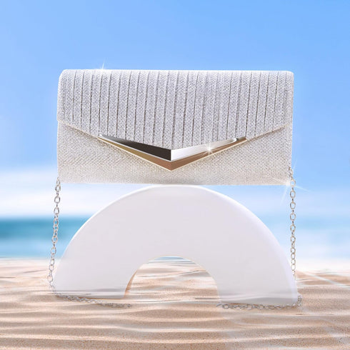 Larcenciel Clutch Purses for Women, Shiny Pleated Sequin Envelope Evening Bags for Mother's Day Gifts Party Prom...