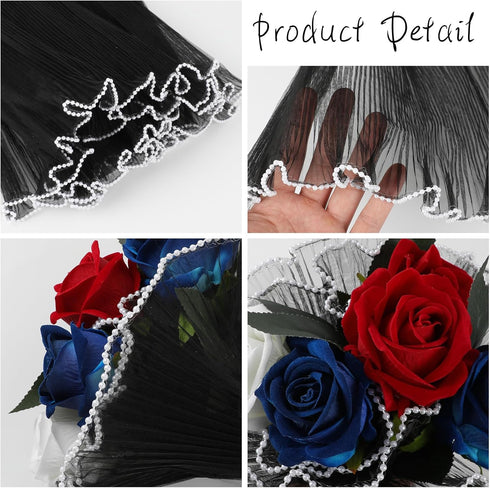 CCINEE 4.37 Yards Flower Wrapping Mesh Paper?Pearl Wrinkled Wavy Net Yarn Flower Wrapping Mesh Paper Korean Bouquet Wrapping Mesh for DIY Crafts V...