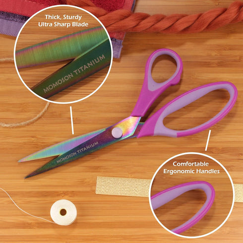 JubileeYarn Titanium Softgrip Scissors Set for Sewing, Arts, Crafts, Office - 1 Set of 3 - Purple...
