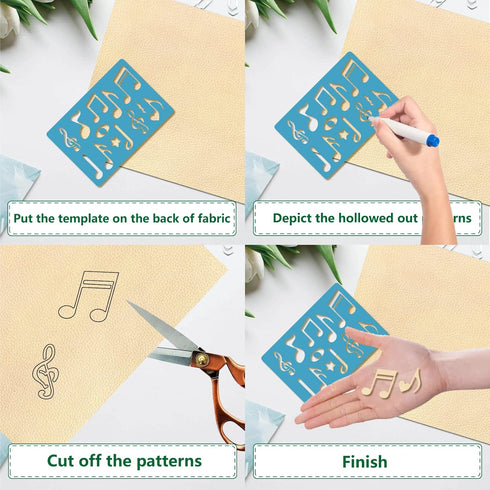 GORGECRAFT 2 Styles Musical Note Jewelry Shape Template Reusable Acrylic Cutting Stencil Heart Star Guitar Patterns Template for Leather Bracelets...