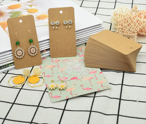 Twavang Earring Display Cards with 100Pcs Earring Holder Cards, 100 Pairs Clear Earring Backs and 100Pcs Self Adhesive Bags for Earrings Jewelry D...