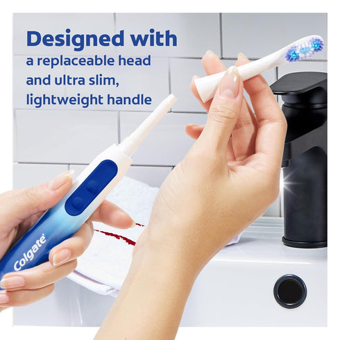 Colgate 360 Floss Tip Sonic Powered Battery Toothbrush, 2 Pack with Floss Tip Refill Heads...