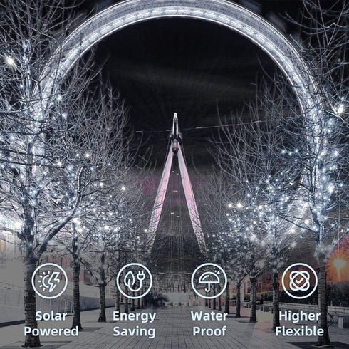 Solar String Lights Outdoor 2 Pack 33FT 100LED Copper Wire Fairy Light Waterproof Decoration for Wedding Party Terrace Yard Tree Garden Patio Chri...