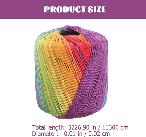 1 Roll 133M Color Segment Dyed Gradient Cotton Yarn DIY Thread Hand Crocheted Scarf Hat Shawl Line Material for Hand Knitting DIY Sweater Blanket ...