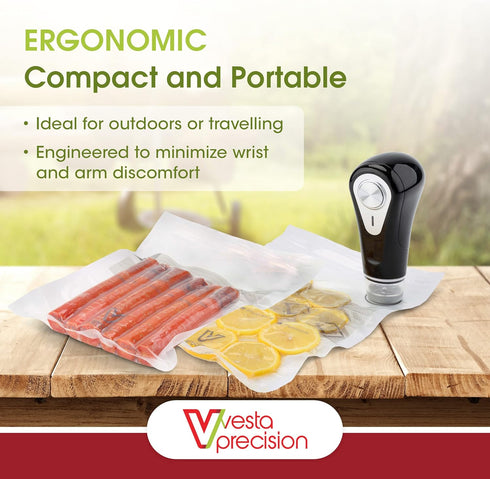 Vacuum Sealer by Vesta Precision - Handheld Vac 'n Seal | Extends Food Freshness | Fast and Powerful Vacuum | Compact Design | Long Battery Life |...