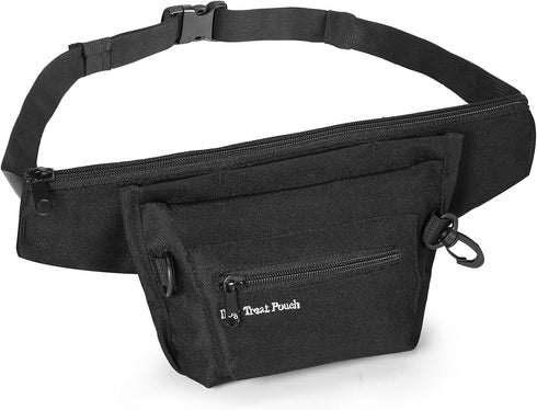 Newest Dog Treat Training Pouch, Dog Food Bag, Dog Treat Bag Magnetic Closure, Pet Training Bag for Puppy Training (Black - with 2 Zip Pockets)...