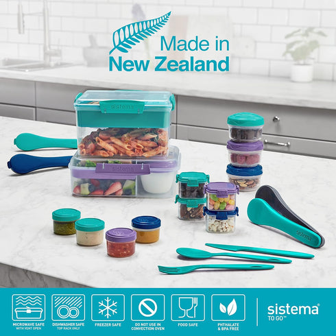 Sistema 4-Piece Salad Dressing and Condiment Containers with Lids for Lunch...