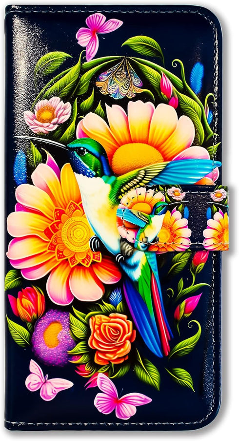 Bcov Case for Moto G Stylus 5G 2024,Hummingbird Butterfly Flowers Leather Flip Phone Case Wallet Cover with Card Slot Holder Kickstand for Motorol...