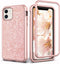 Coolwee Glitter Full Protective Case for iPhone 11 Heavy Duty Hybrid 3 in 1 Rugged Shockproof Women Girls Rose Gold for iPhone 11 6.1 inch Shiny B...