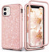Coolwee Glitter Full Protective Case for iPhone 11 Heavy Duty Hybrid 3 in 1 Rugged Shockproof Women Girls Rose Gold for iPhone 11 6.1 inch Shiny B...