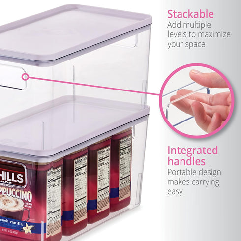 Rosanna Pansino x iDesign Recycled Plastic Kitchen Storage Bin with Lid, Clear Bin/Lavender Sprinkles Lid, 6" x 12" x 6"...
