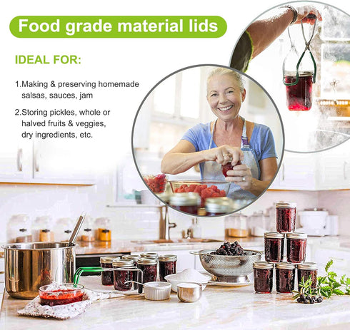 Mason Jar Lids and Rings 48Pcs Regular Mouth Canning Lids for Ball, Kerr Jars- Split-Type with Leak proof & Airtight Seal, Metal - Food Grade Mate...