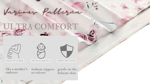 Newborn Receiving Blanket and Headband Set Flower Print Baby Swaddle Wrap Floral (Pink 3)...