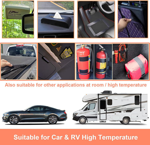 KAEGREEL Hook and Loop Tape with Adhesive for Cars RV, High Temperature Resistant Adhesive Tape for Car Mats, Visor, Truck Liner, Ideal for Smooth...