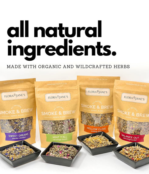 Smoke & Brew - Sweet Dreams Blend for Relaxation and Sleep - Caffiene Free Tea and Smoke Blend - Organic and Wildcrafted Herbs...