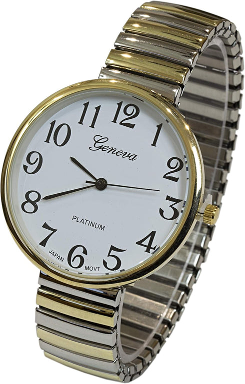 Super Large Face Easy to Read Two-Tone Stretch Band Watch...