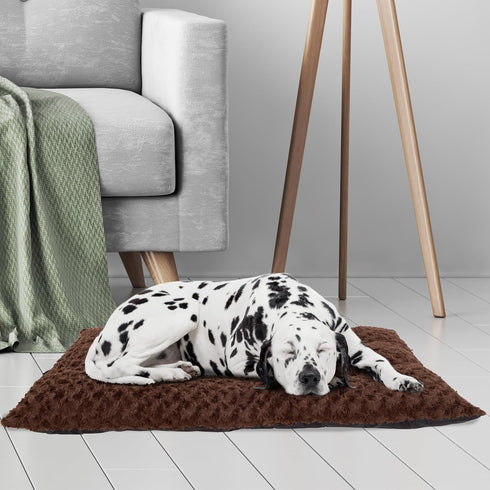 Dog Bed – 42x26 Large Pet Pillow and Crate Pad with Faux Fur Sleep Surface and Non-Slip Bottom – Machine Washable Dog Bed by PETMAKER (Brown)...