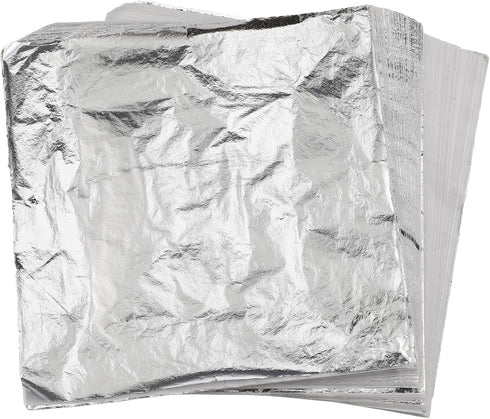 Qilery 500 Pcs Silver Leaf Sheets Silver Foil Gilding Thin Foil Paper for Crafts Imitation Metallic Silver Foil Flakes for Home Nail Arts Project ...