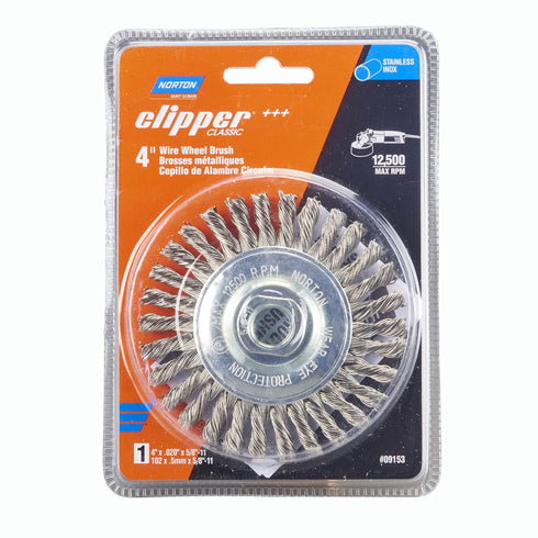 Norton Wire Brush, Clipper 4" Wire Wheel for Angle Grinder, Stainless Steel Wire Brush for Cleaning, Knotted Wire Metal Brush, Pack of 1...