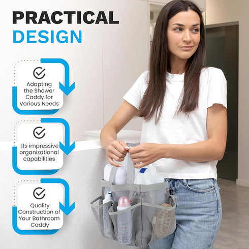 Handy Laundry Mesh Shower Caddy Bag - Collapsible, Portable Bathroom Organizer for Travel, Gym, and Dorm Use - Easily Carry & Organize College Dor...