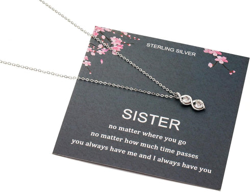 Sister Gifts from Sister, Sterling Silver Infinite Two Interlocking Infinity Double Hearts Necklace, Birthday Jewelry Gift Necklaces for Sisters, ...