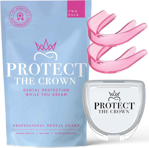 Protect The Crown Night Guard 2 Pack - Mouthguard for Teeth Grinding & Clenching, Professional Mouth Guard for Light and Heavy Grinding (Pink)...