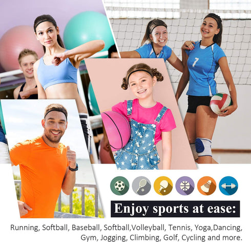 9 Pieces Thick Non-Slip Elastic Sport Headbands, Elastic Silicone Grip Exercise Hair and Sweatbands for Yoga (Black)...