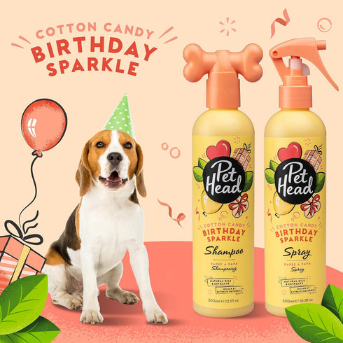 PET Head Dog Deodorizer Spray 10.1fl oz, Birthday Sparkle, Cotton Candy Fragrance, Ideal for Dogs with Sensitive Skin, Dog Birthday Present, Vegan...