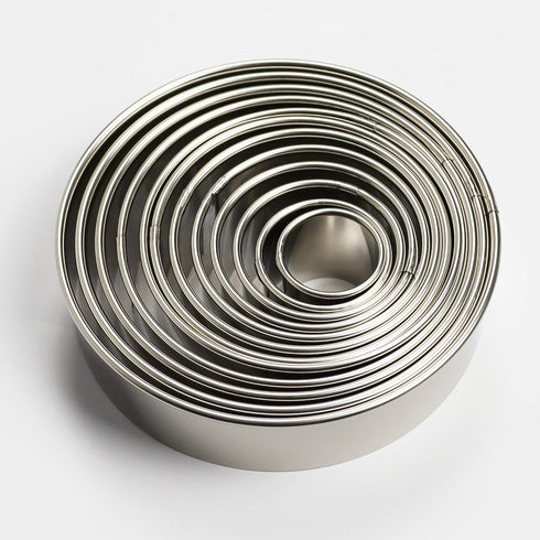 Stainless Steel Round Cookie Cutter Set, 12 Circular Biscuit Cutters Round Donut Ring Molds for Baking 1.2 Inch Height...