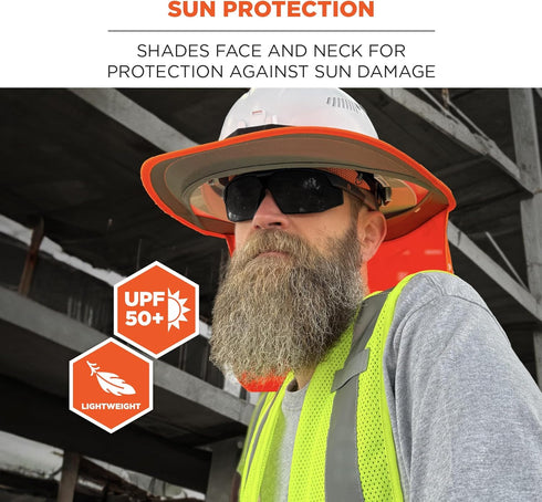 Ergodyne Chill Its 6661 Universal Hard Hat Brim Sun Shade with Neck Flap, Safety Helmet Sun Shield...