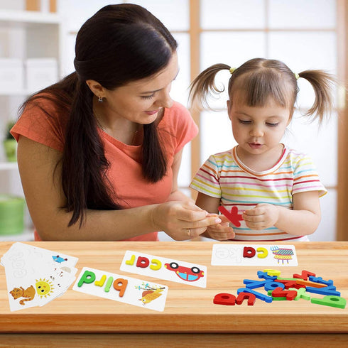FLYINGSEEDS See and Spell Learning Toys, CVC Word Builders with Sight Words Flash Cards Kindergarten, Educational Toys for Toddler 2 3 4 Year Old ...