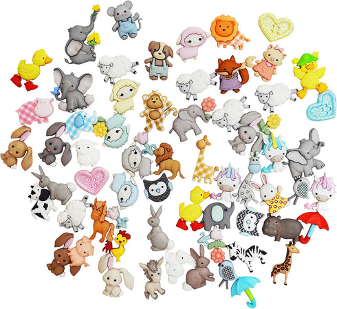 Dress It Up Buttons Animal Babies 12303-12 Pack Bundle,Mixed Colors...